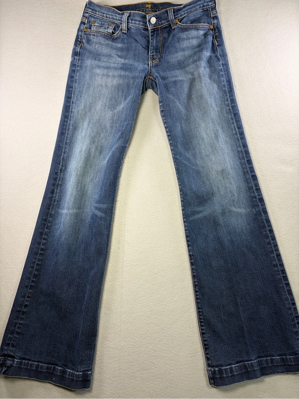 7 For All Mankind Dojo Blue Flared Wide-Leg Jeans